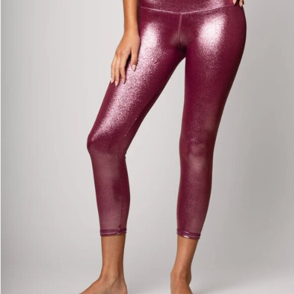Emily Hsu Designs Pink Shimmer Limited Edition 7/8 Legging BNWOT S - Picture 1 of 7